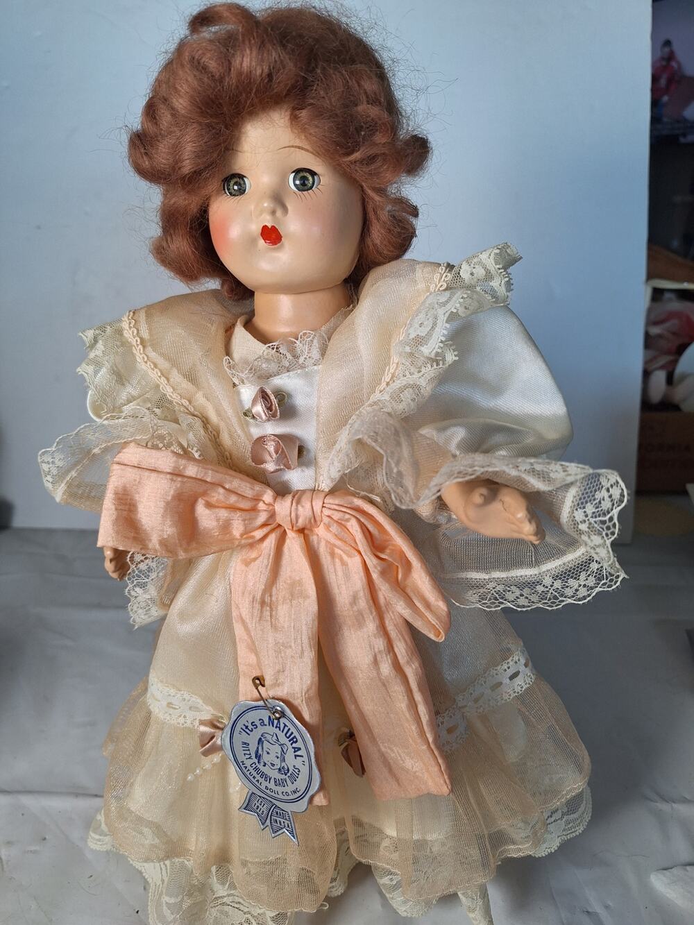 Vintage 1950s Natural Doll Co Ritzi Chubby Baby 15" Composition Doll Tag Shoes